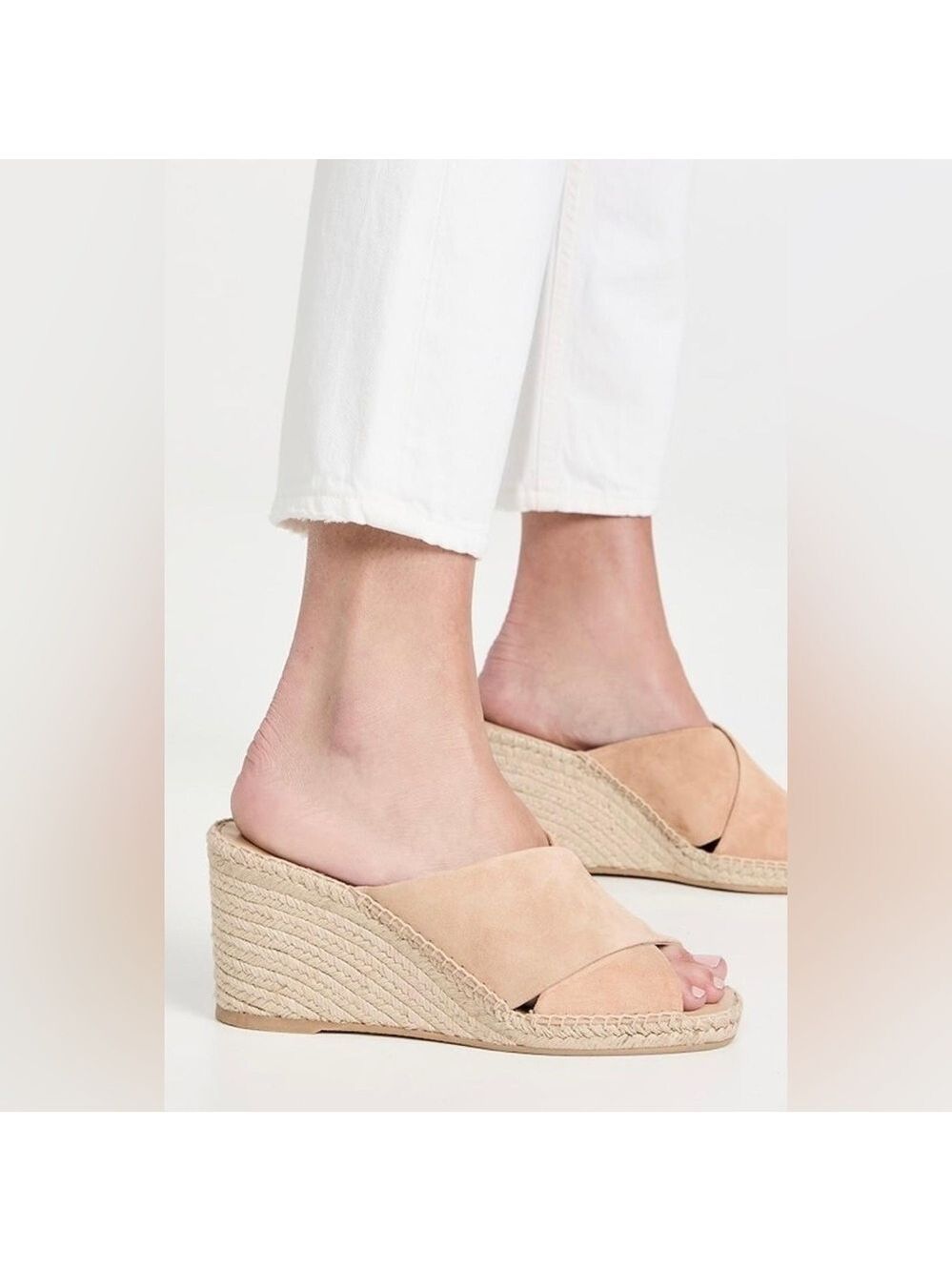 Vince Gaelan Square Toe Crossover Espadrille Wedge Sandals Shoes - NWT